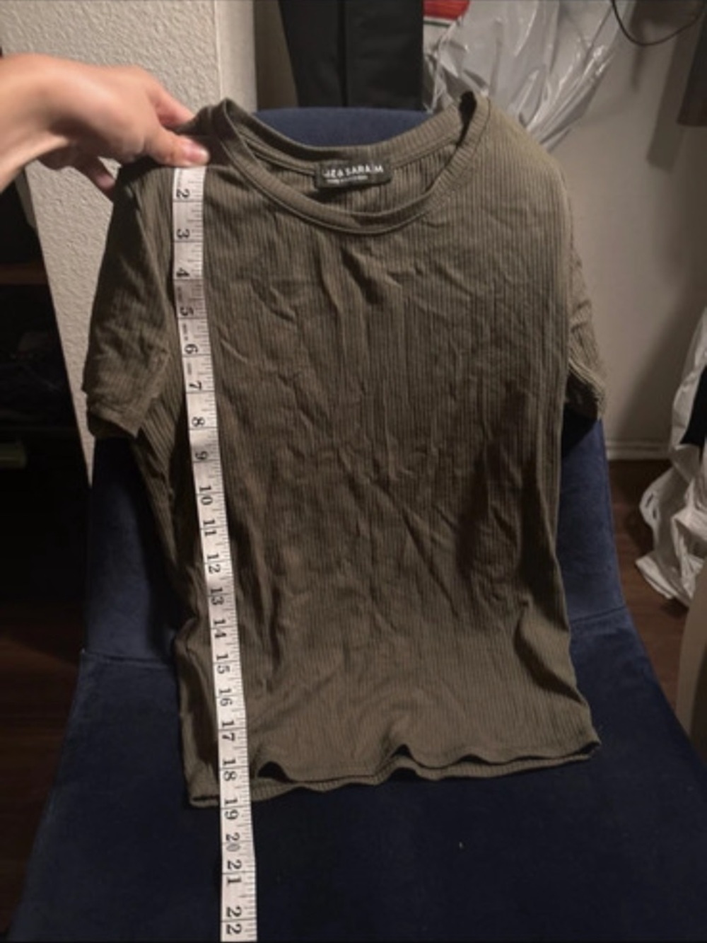 Zea Saramma Olive Ribbed Short Sleeve Tee